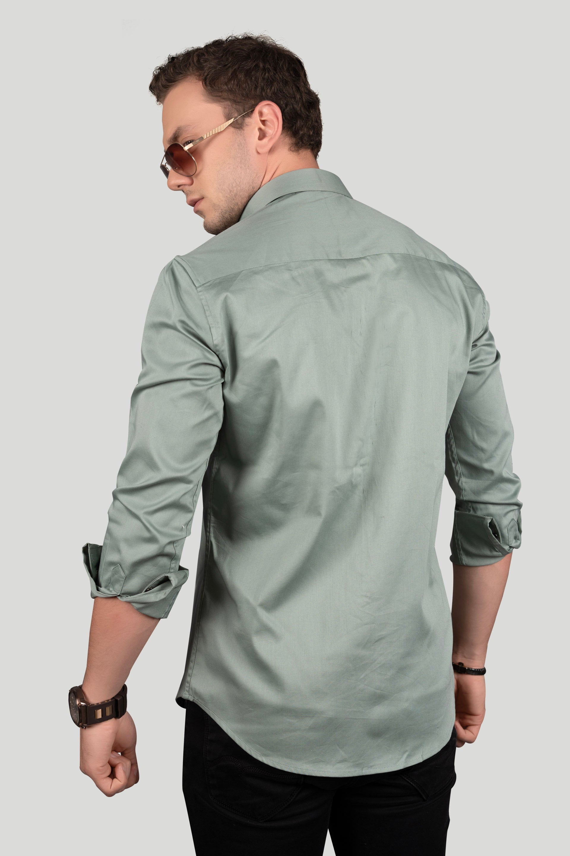 DOUGLAS BOTTLE GREEN  DESIGNER SHIRT