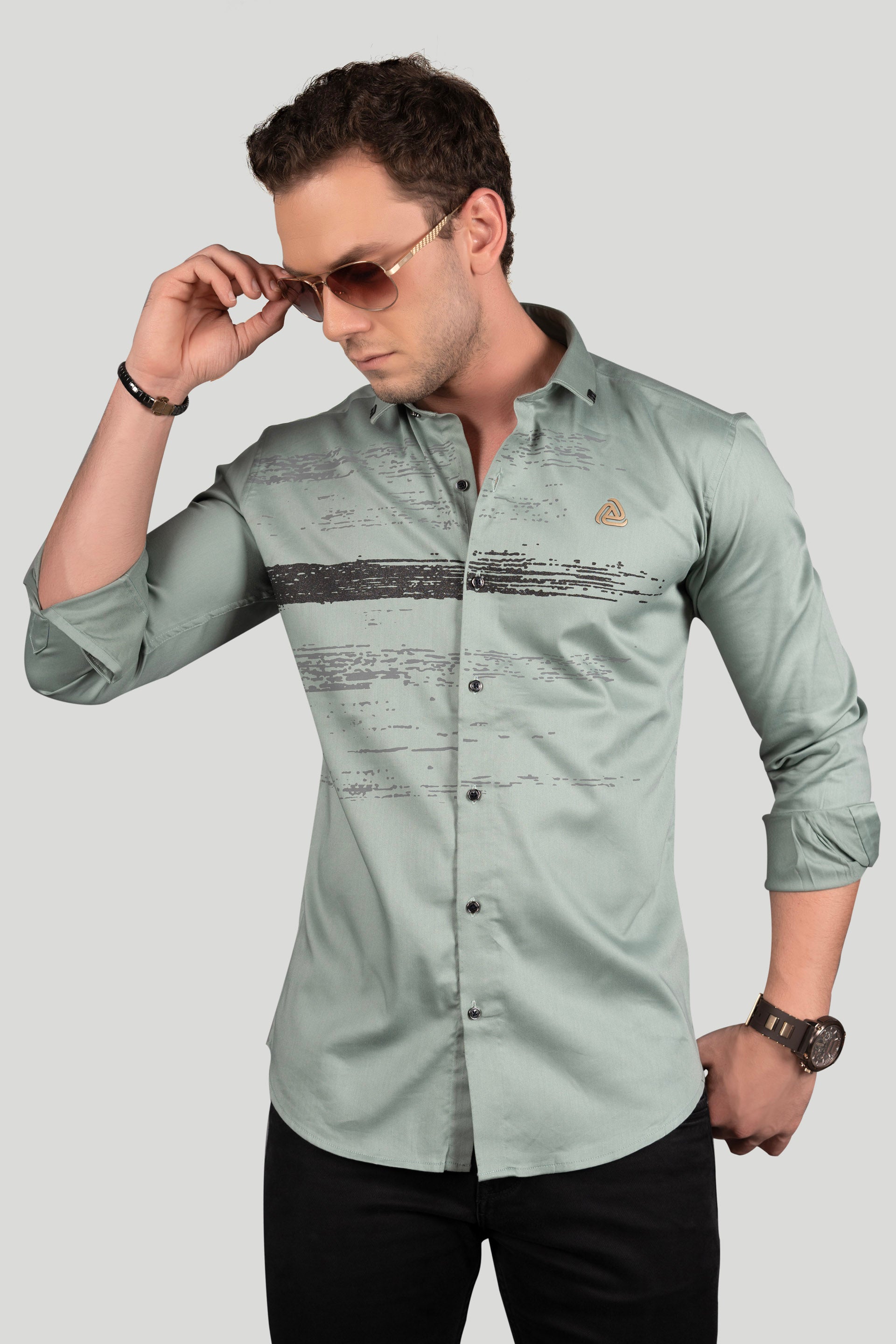 DOUGLAS BOTTLE GREEN  DESIGNER SHIRT