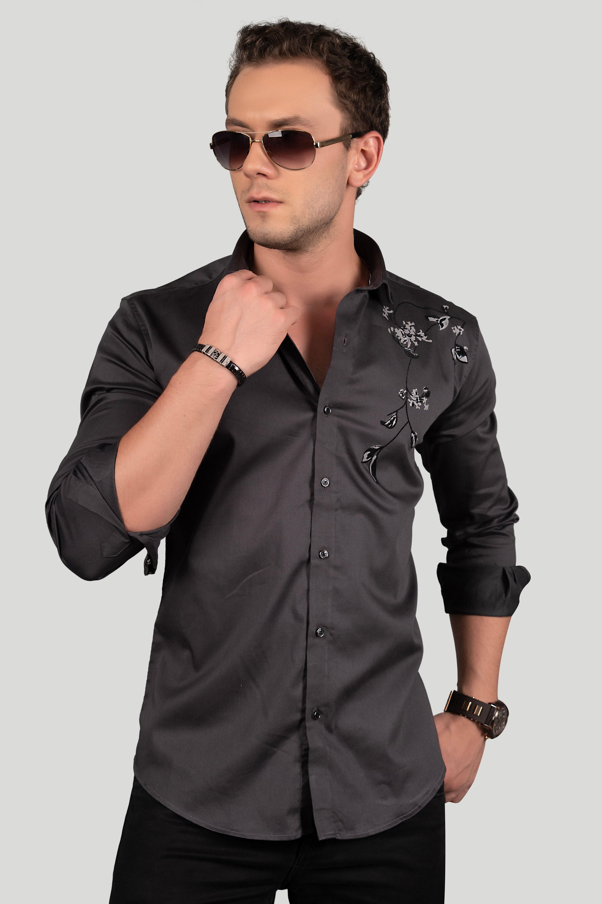 DUTTON BLACK DESIGNER SHIRT