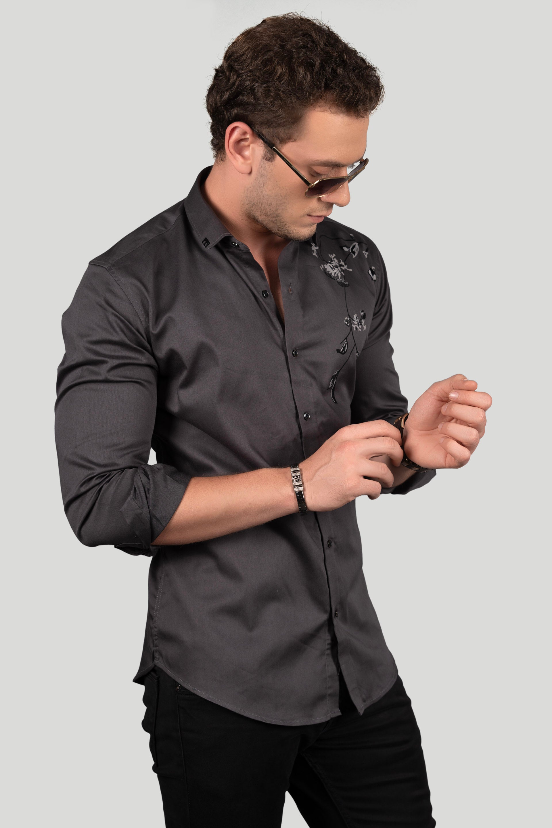 DUTTON BLACK DESIGNER SHIRT