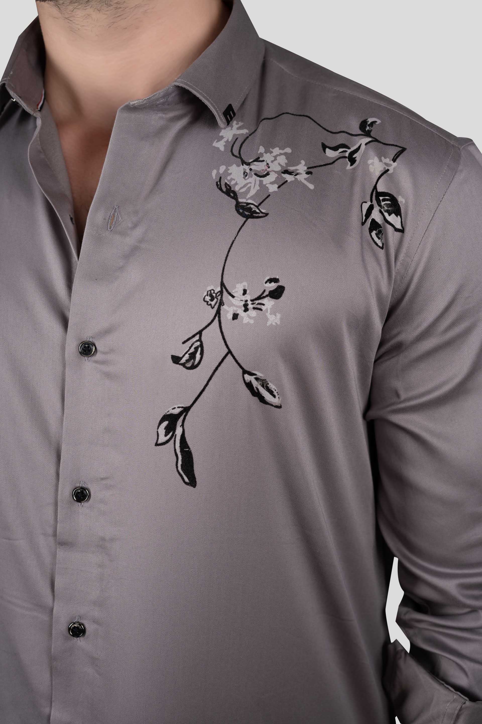 EDDIE DARK GREY DESIGNER SHIRT