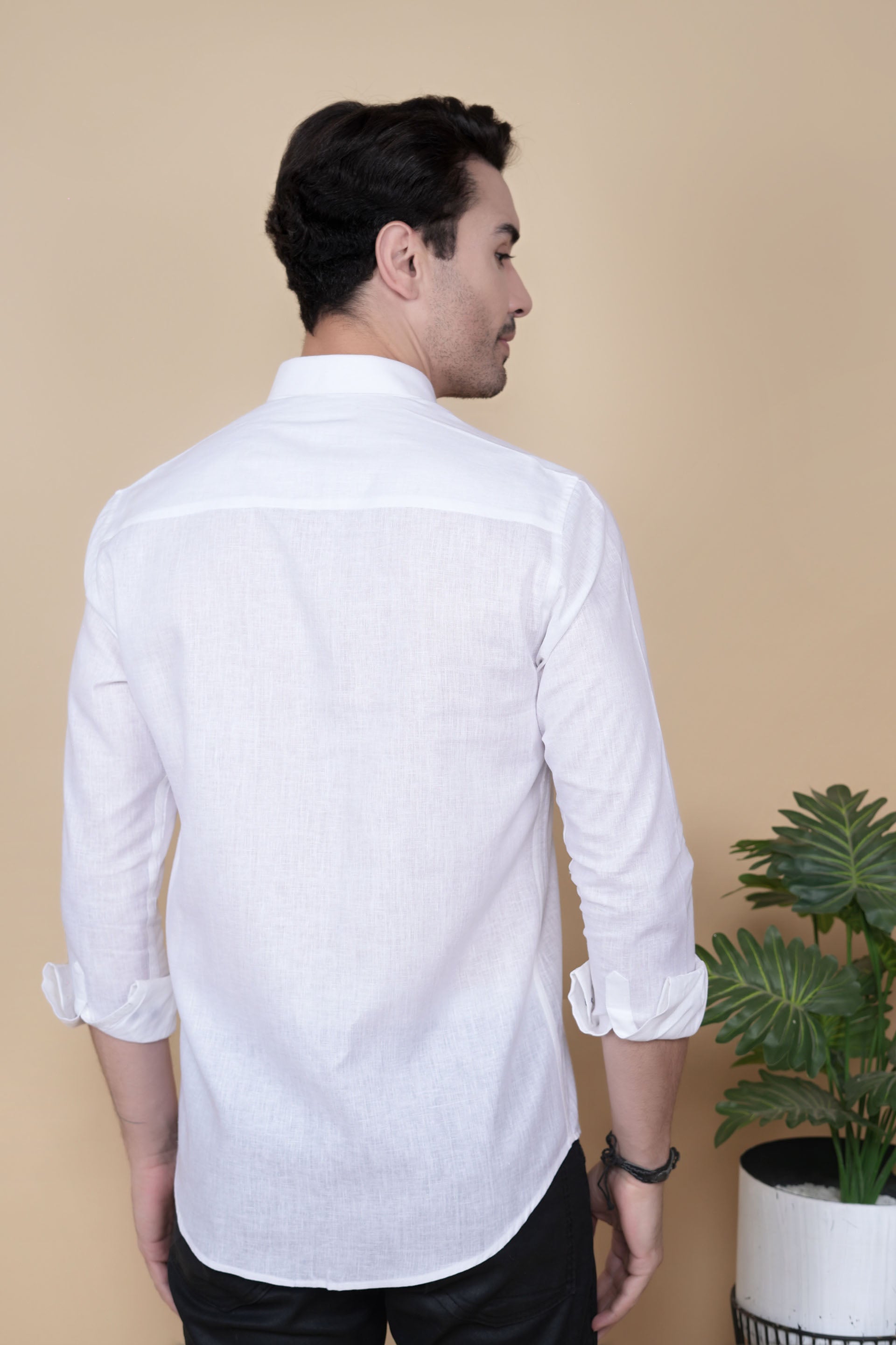 Valentin White Linen Solid Shirt