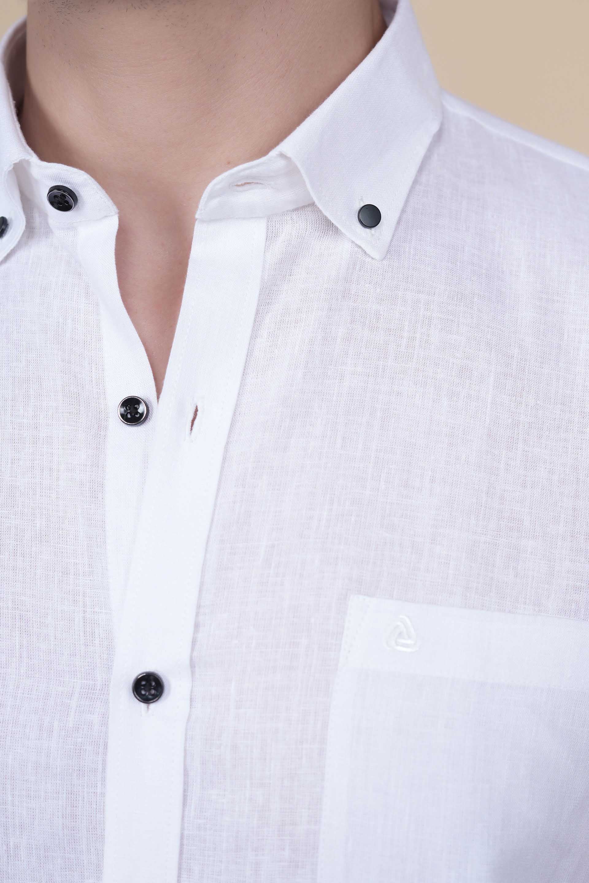Valentin White Linen Solid Shirt