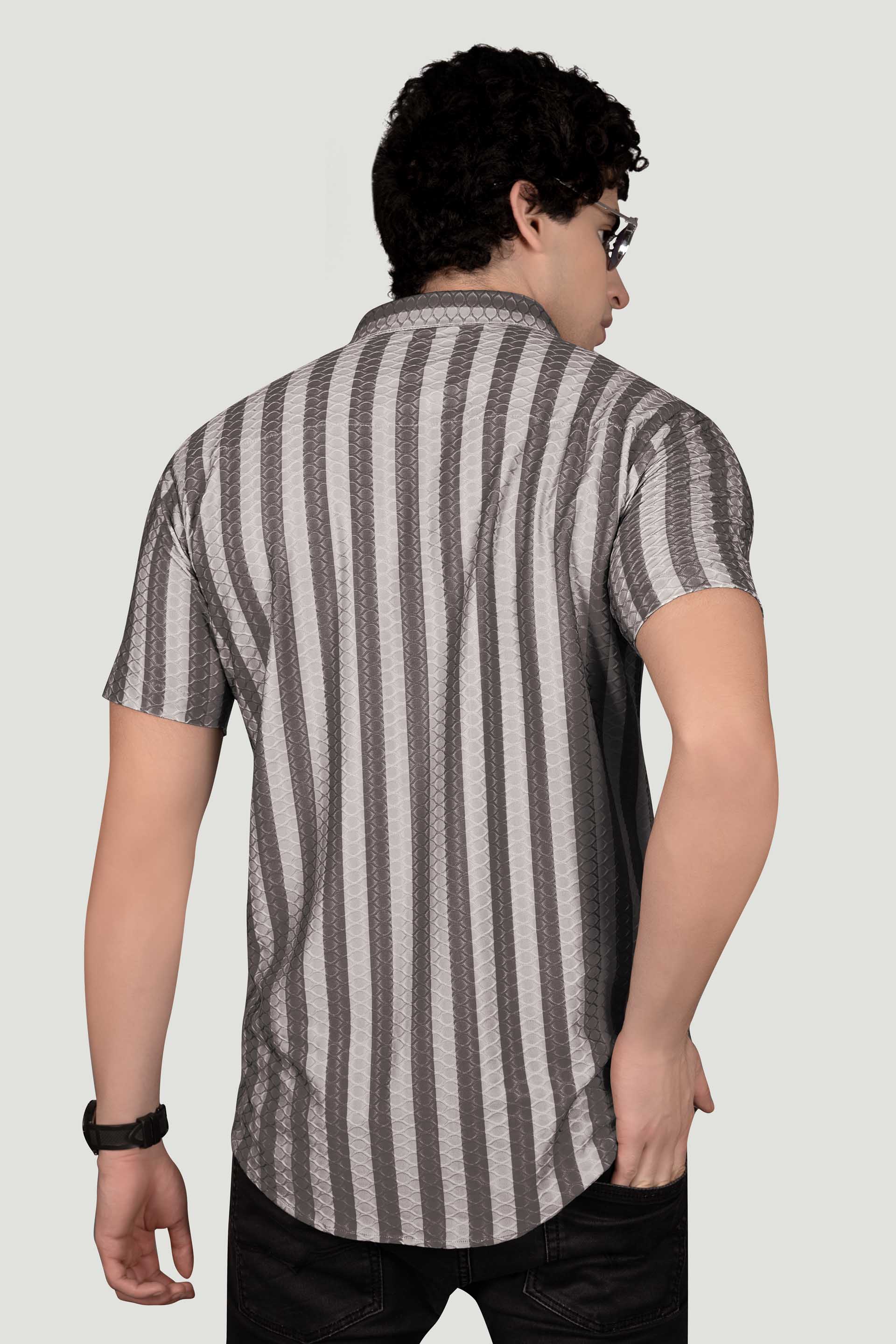 Dominic Grey Jacquard Stripes