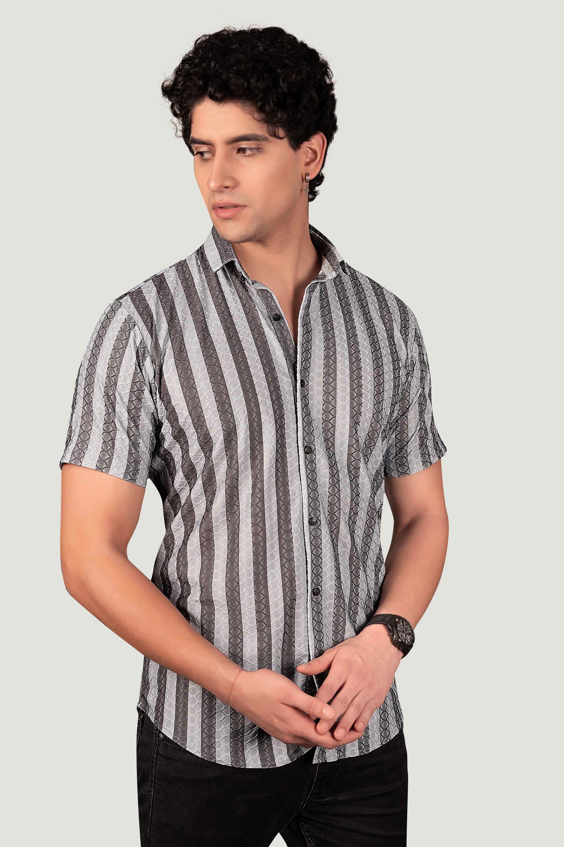 Dominic Grey Jacquard Stripes