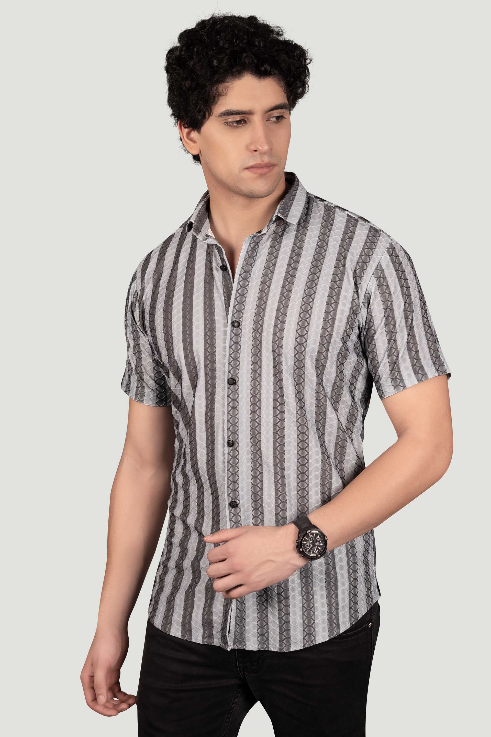 Dominic Grey Jacquard Stripes