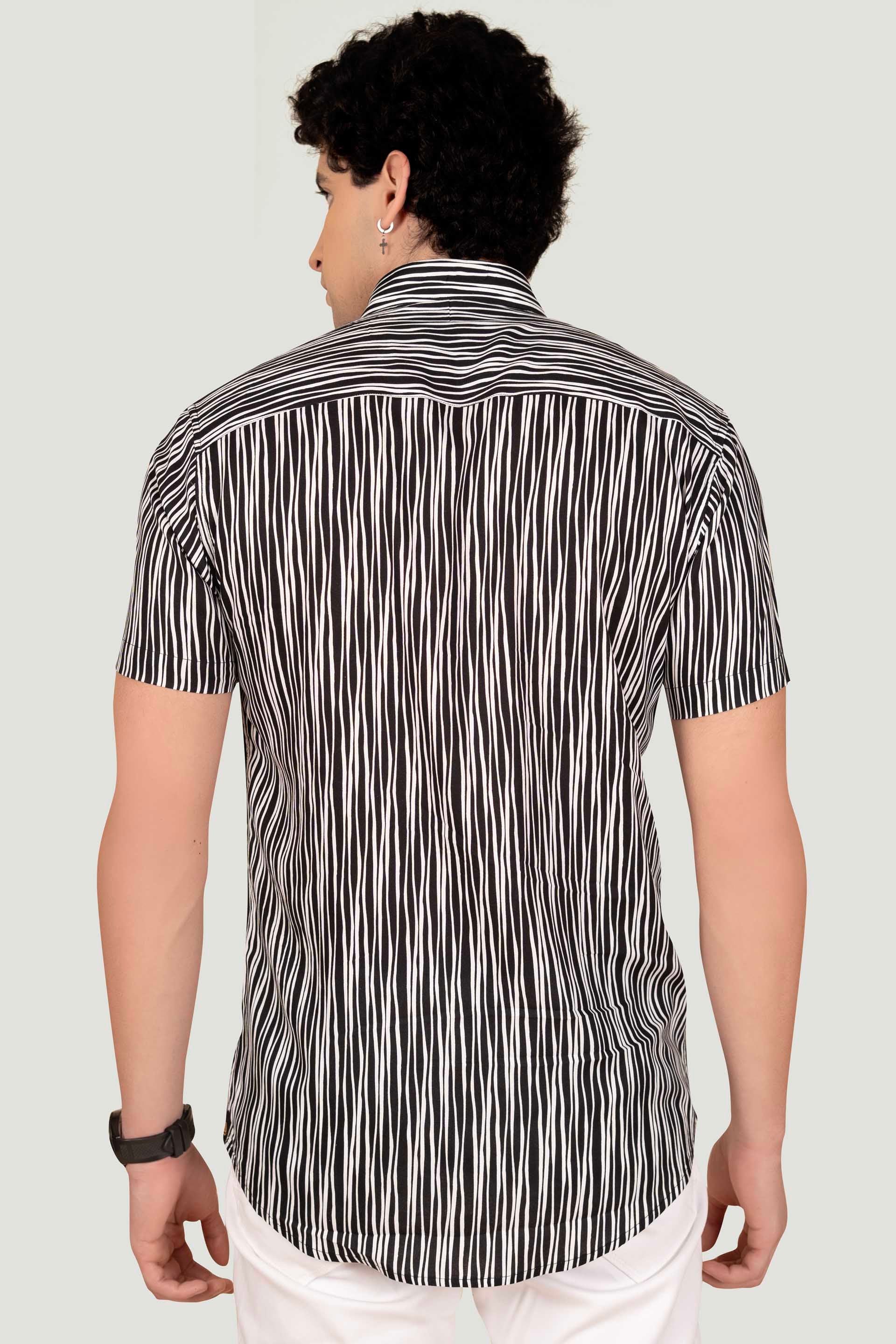 Lucas Black Viscose Stripes