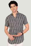 Lucas Black Viscose Stripes