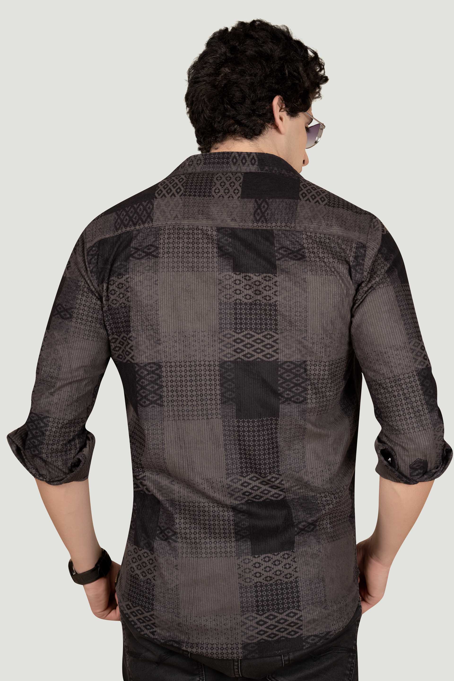 Finn Black Corduroy Print