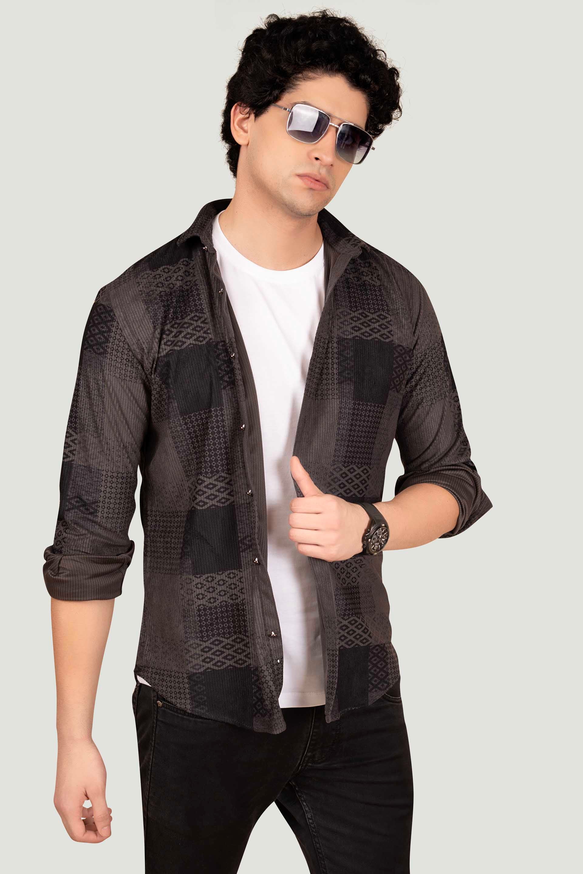 Finn Black Corduroy Print