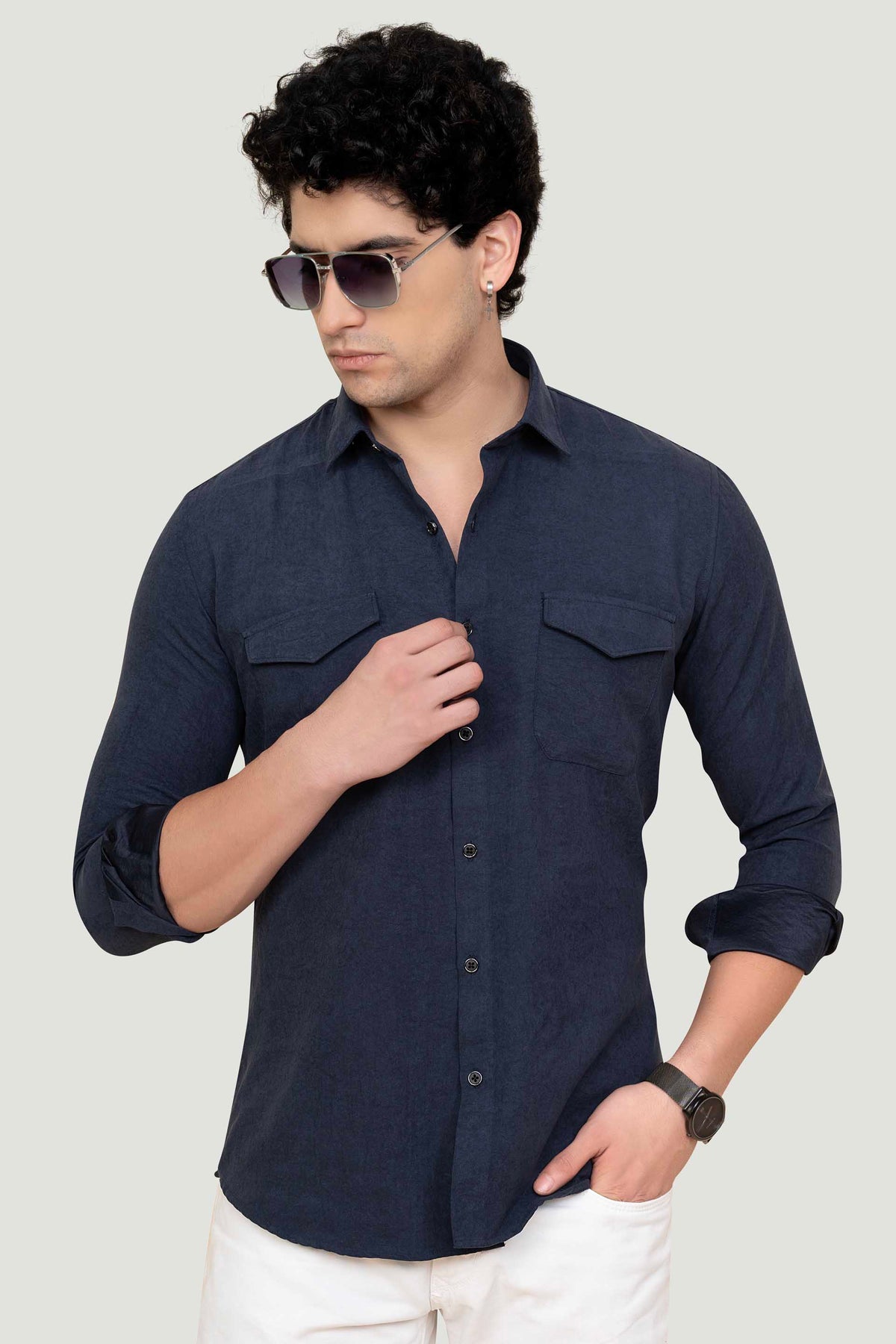 Double Pocket Noah Blue Solid