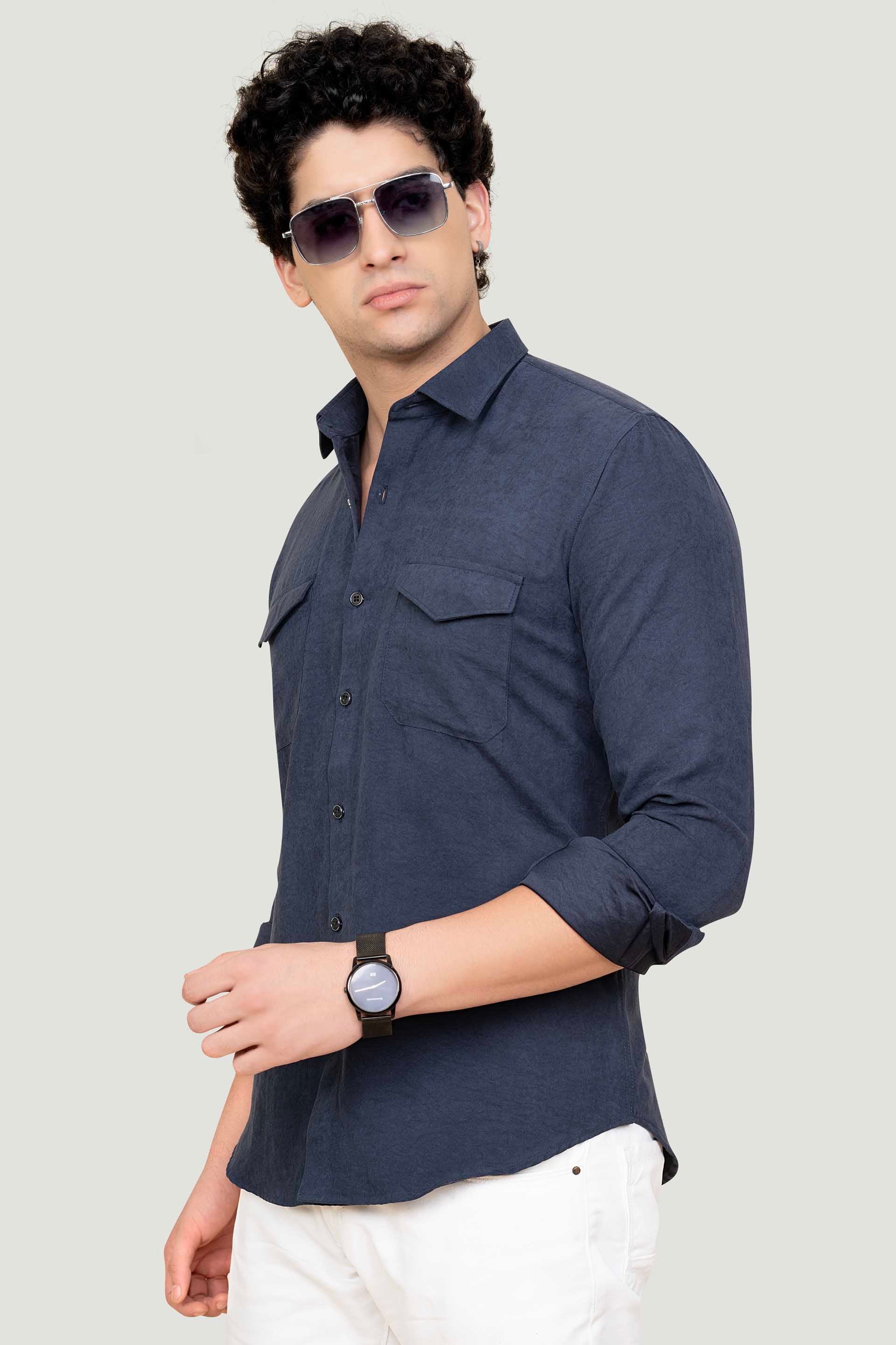 Double Pocket Noah Blue Solid