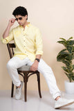 Isaac Yellow Pure Linen Embroidery