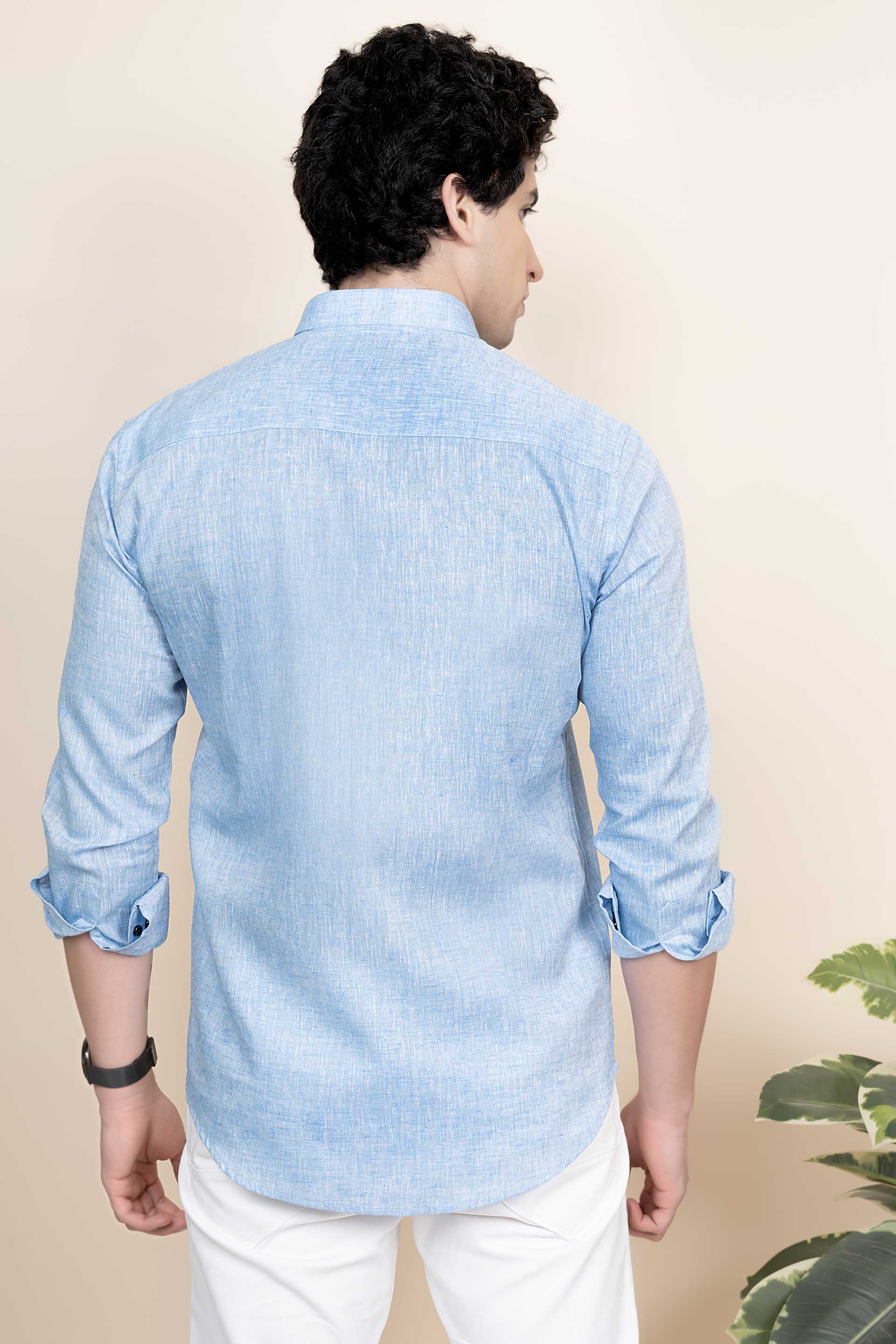 Cole Blue Pure Linen Solid