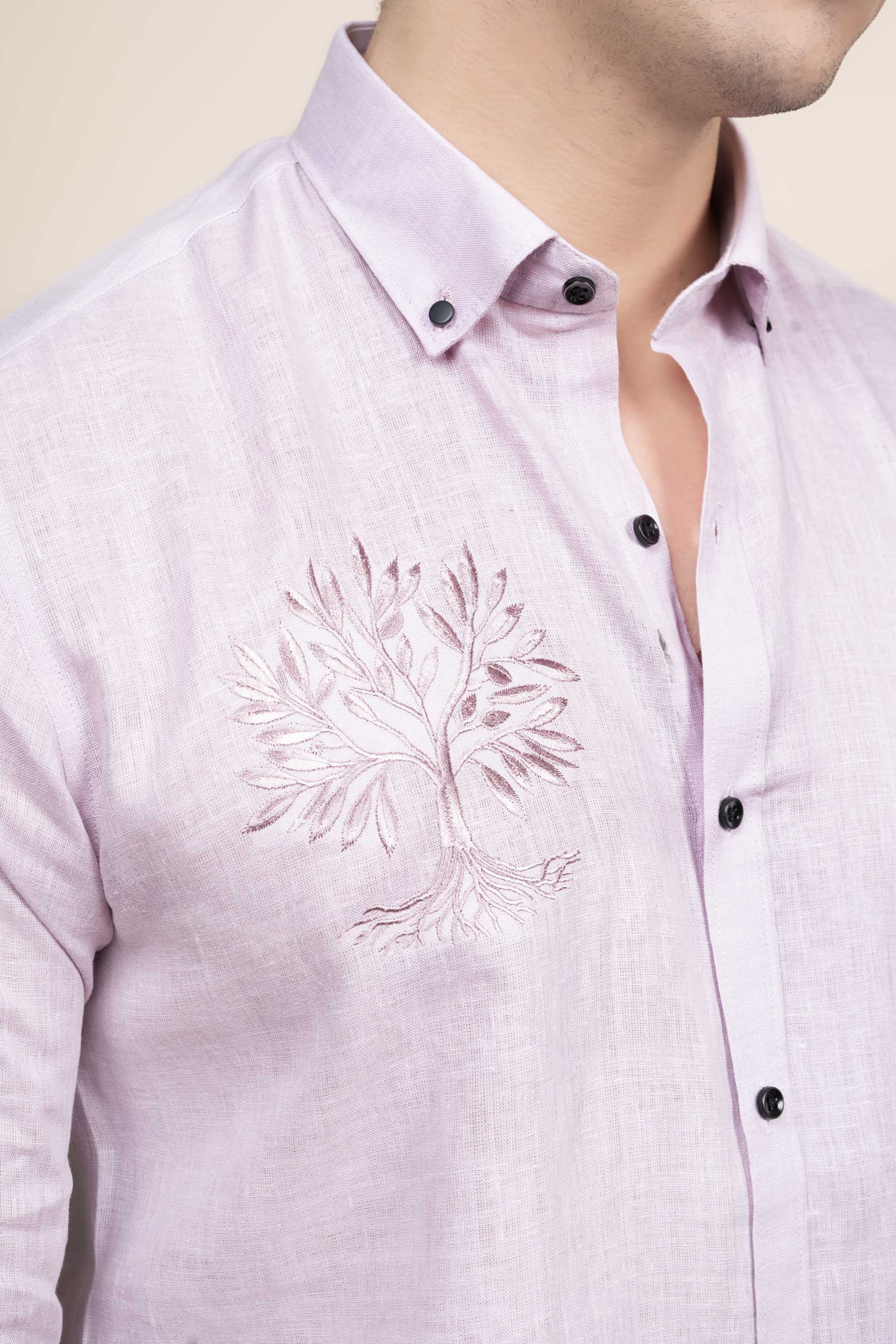 Nolan Pink Pure Linen Embroidery