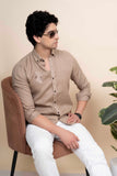 Dante Beige Pure Linen Shirt Embroidery