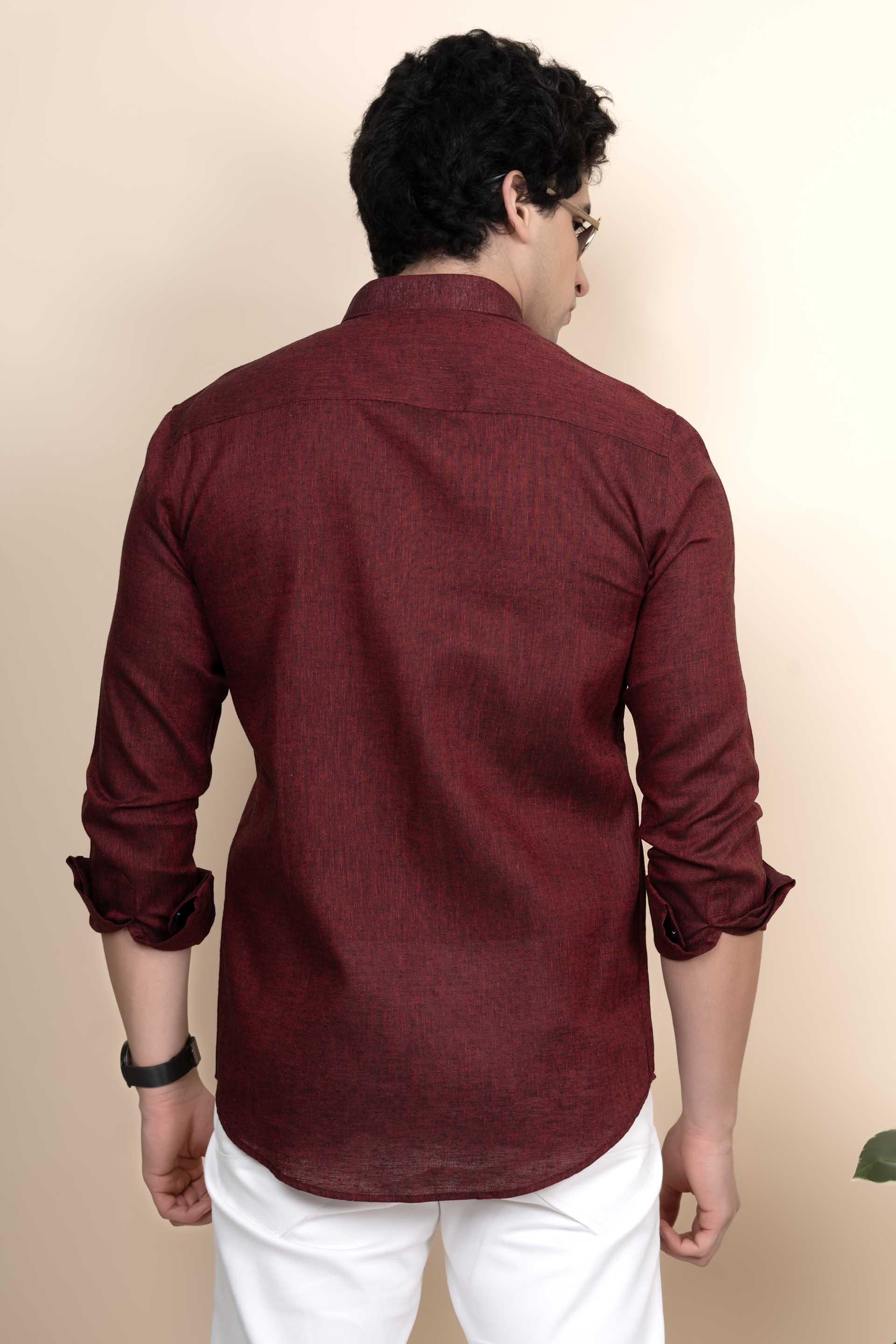 Luca Maroon Pure Linen Solid