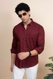 Luca Maroon Pure Linen Solid