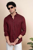 Luca Maroon Pure Linen Solid