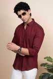 Luca Maroon Pure Linen Solid