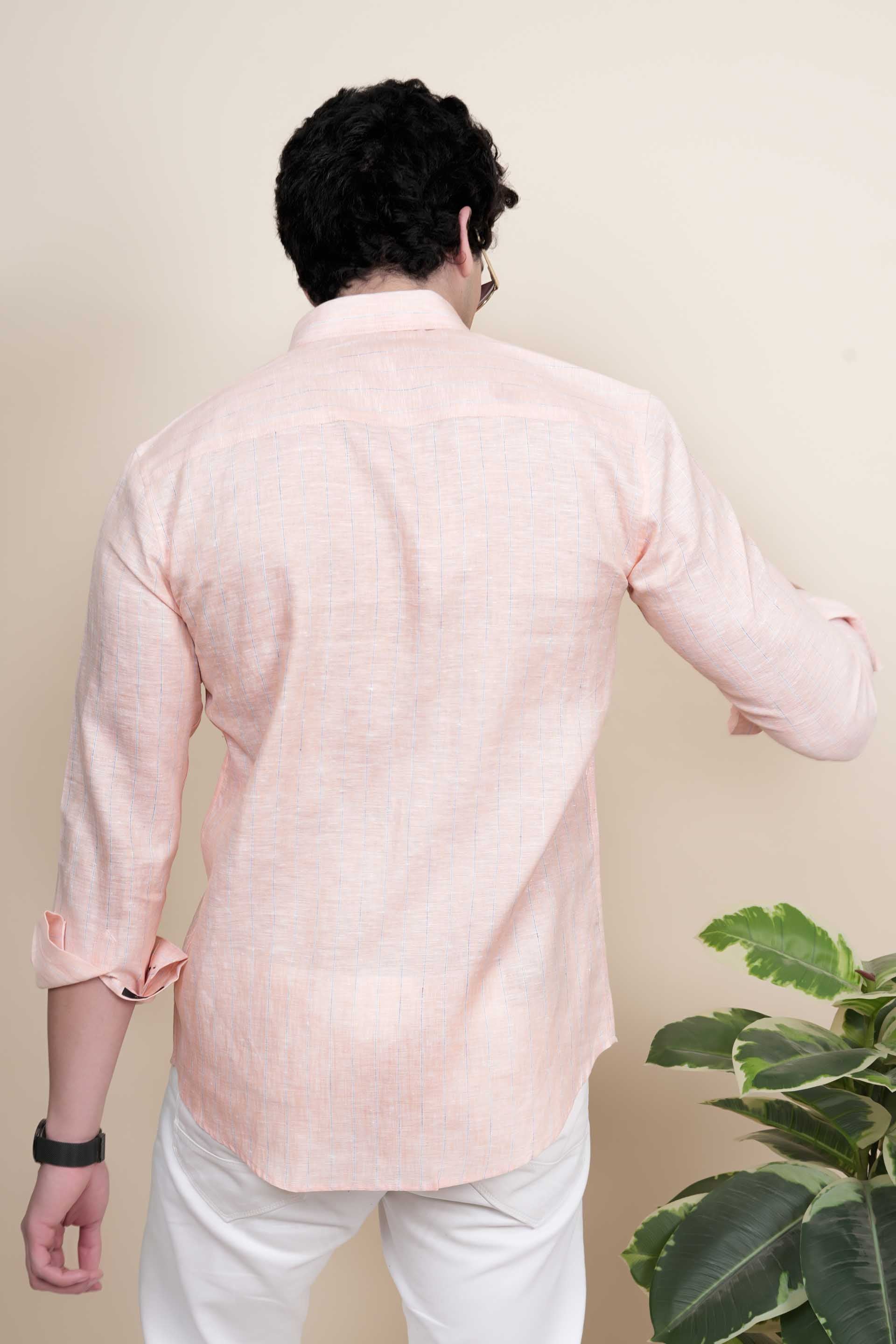 Kyle Pink Pure Linen Stripes