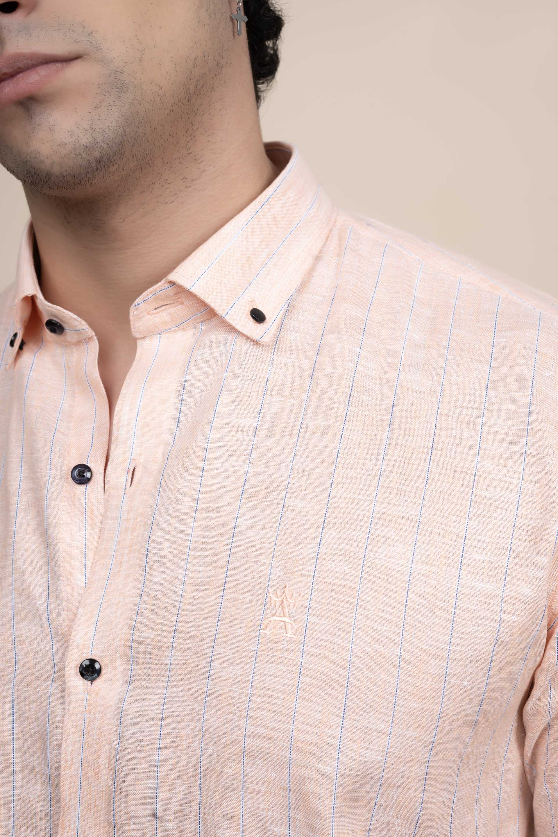 Kyle Pink Pure Linen Stripes