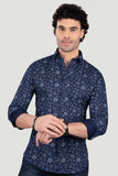 Platon Navy Blue Floral Cotton Print