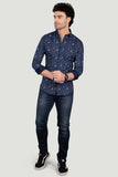 Platon Navy Blue Floral Cotton Print