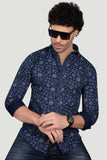 Platon Navy Blue Floral Cotton Print