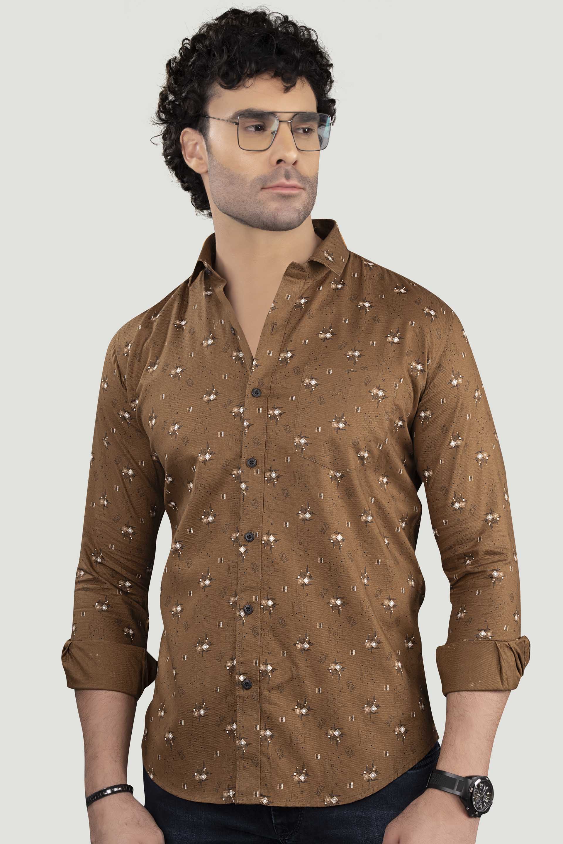 Artur Brown Cotton Printed