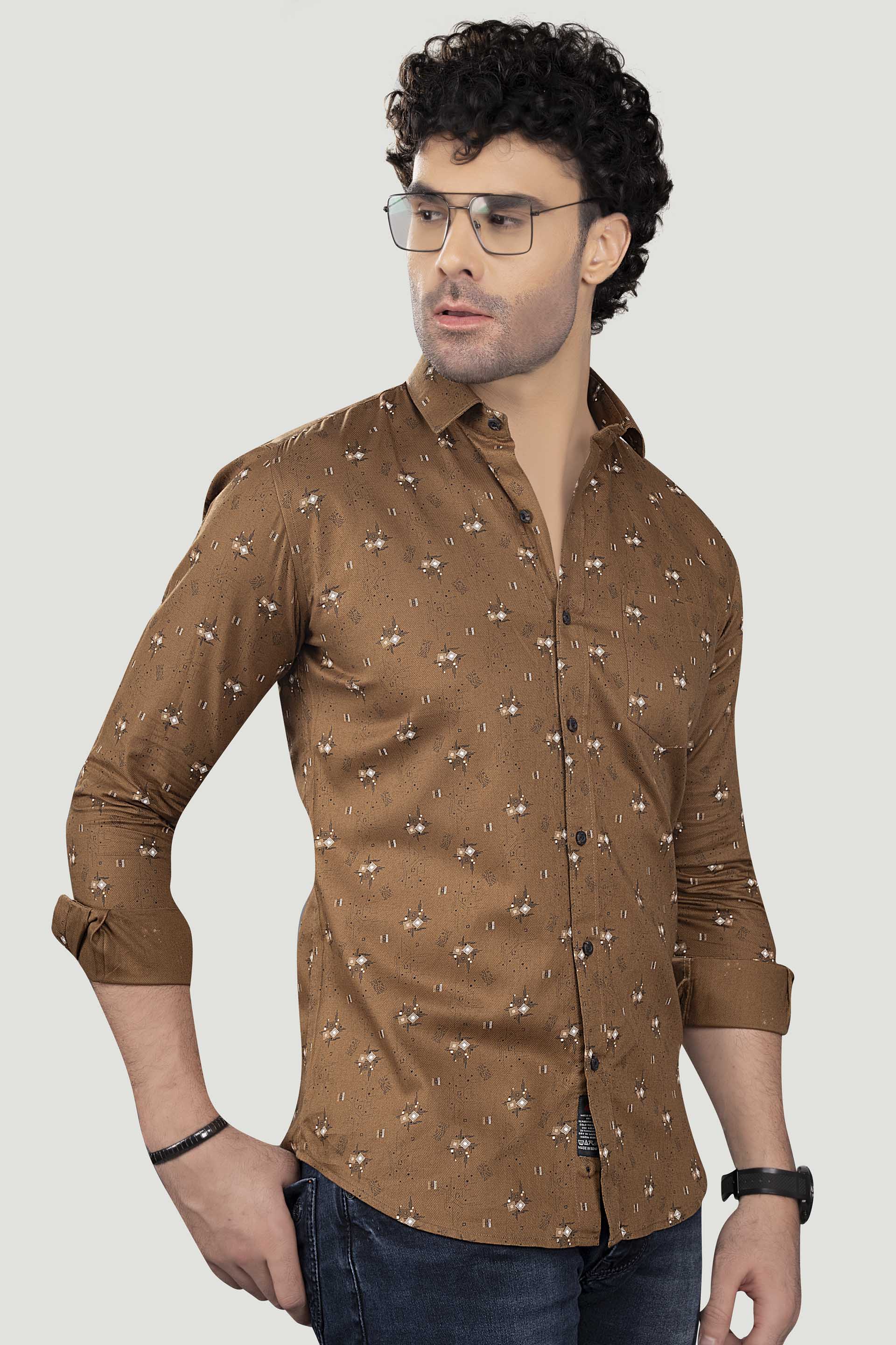 Artur Brown Cotton Printed