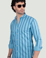 Ethan Sky Blue Cotton Stripes