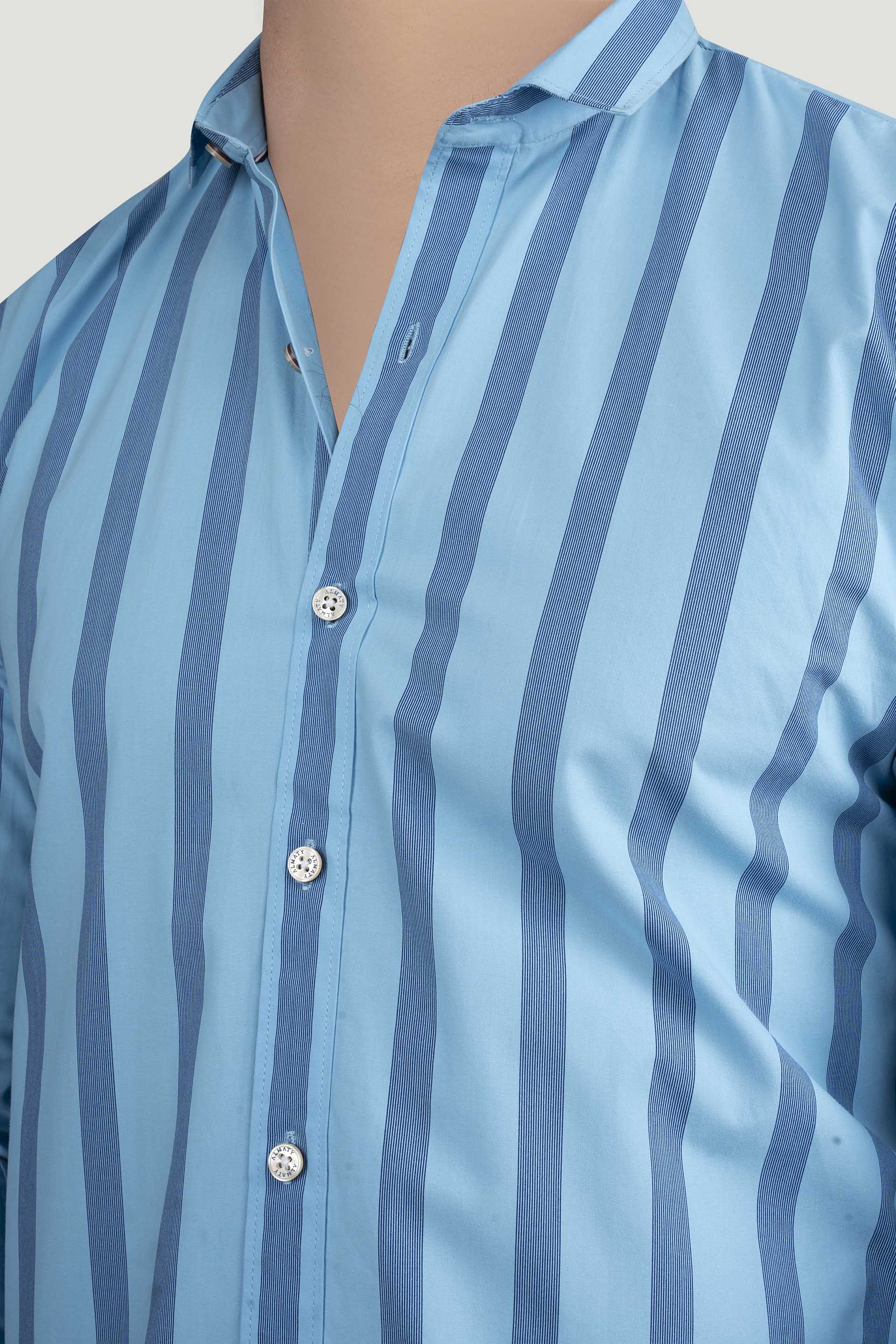 Ethan Sky Blue Cotton Stripes