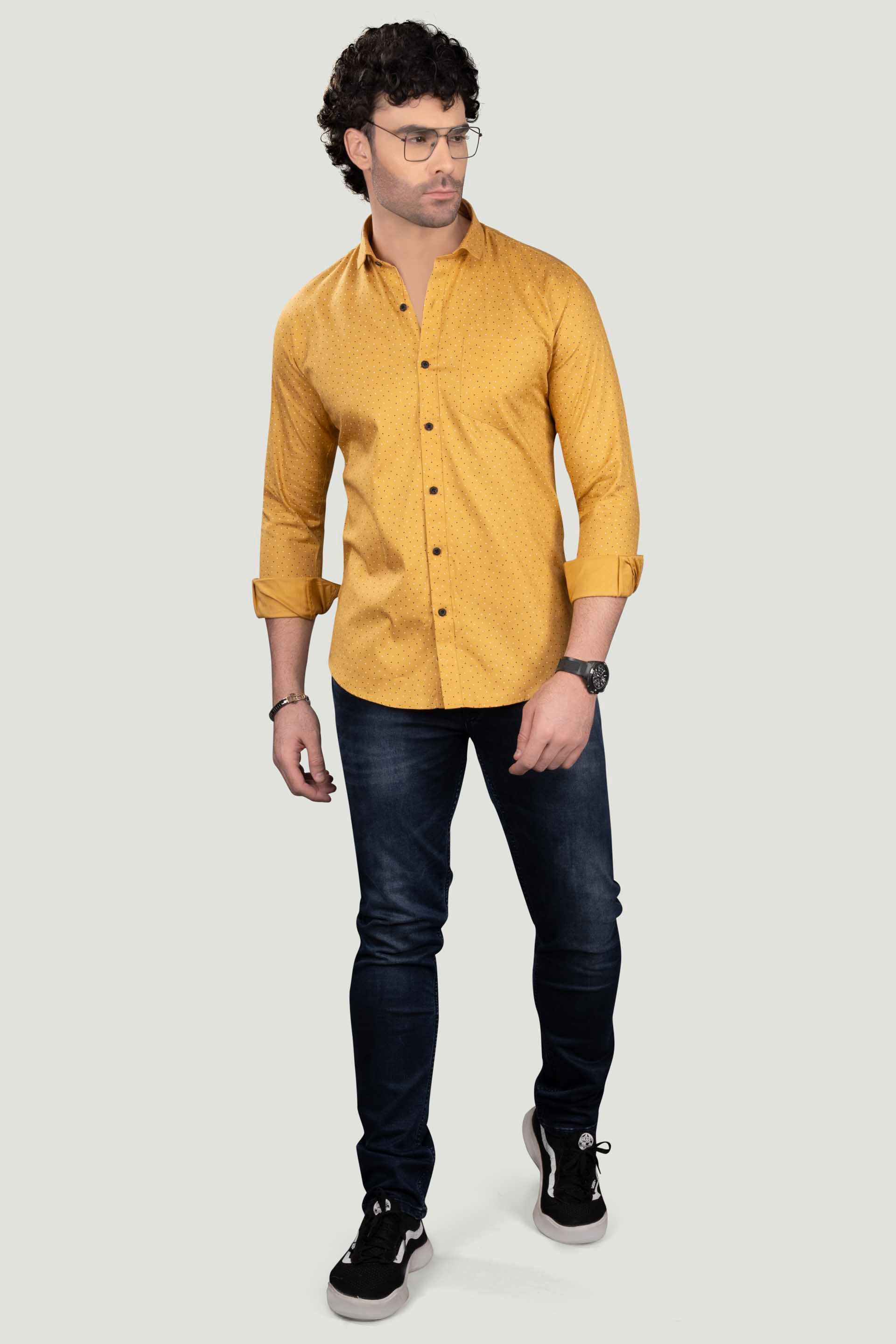 Liam Yellow Cotton Printed