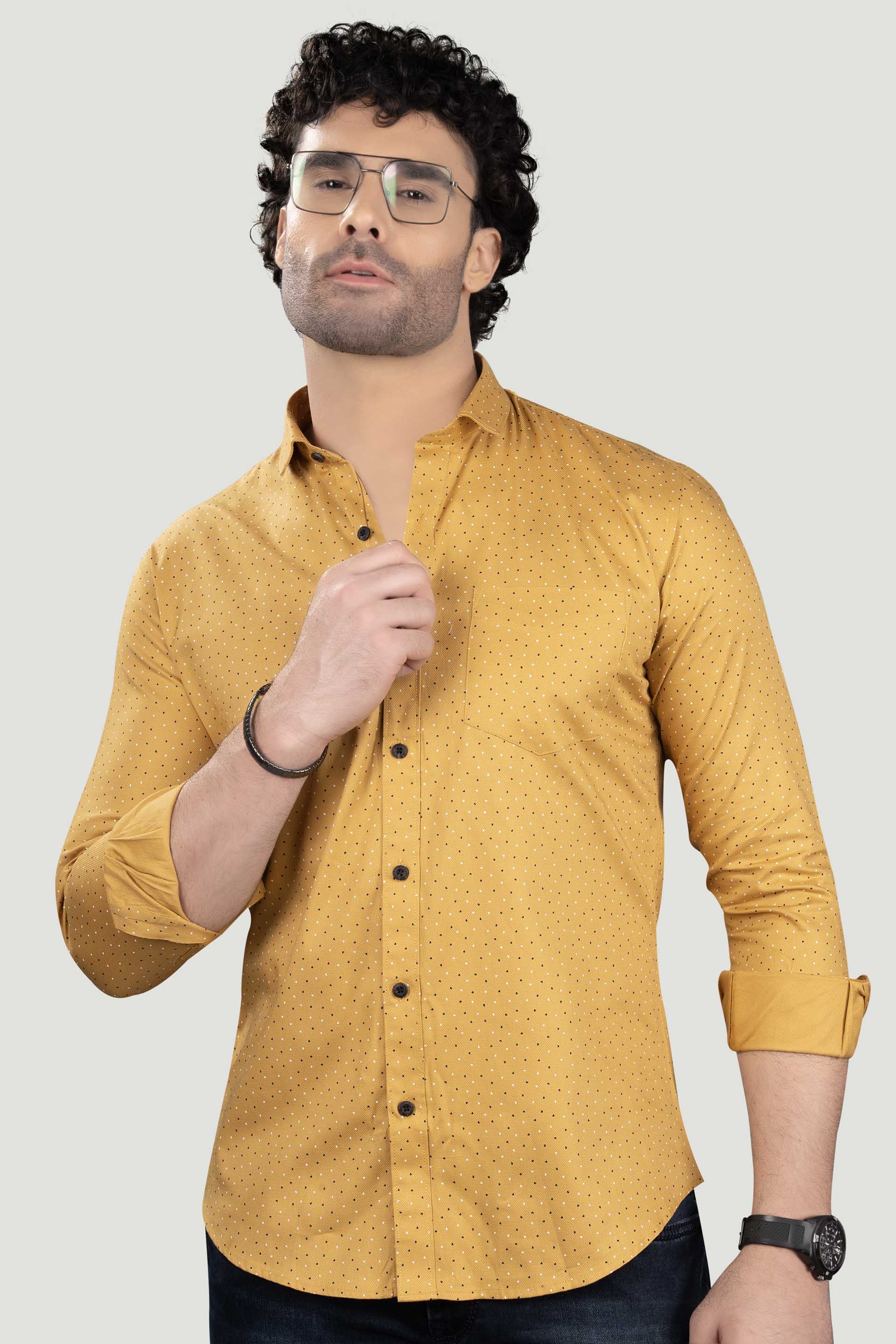 Liam Yellow Cotton Printed