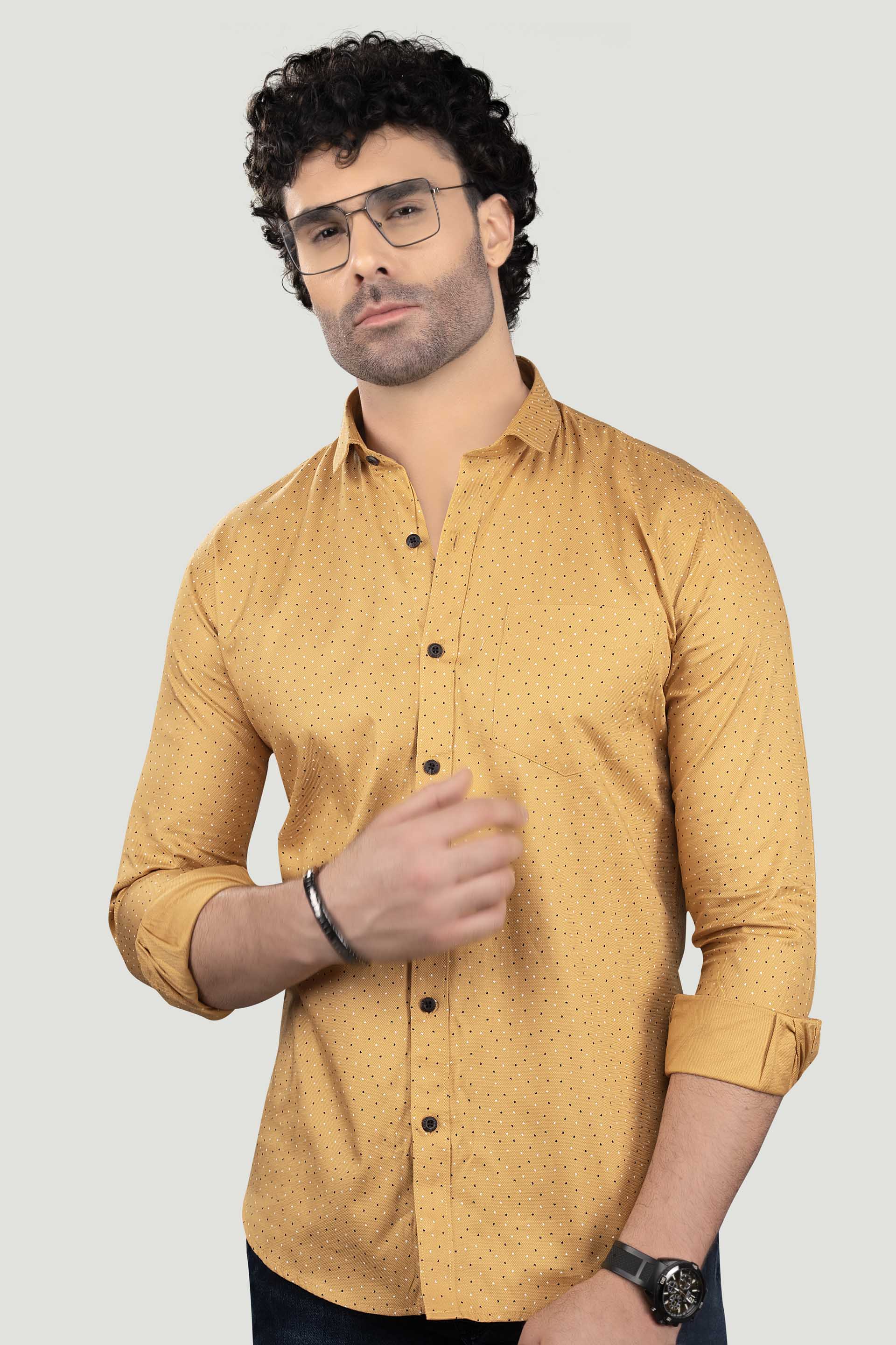 Liam Yellow Cotton Printed