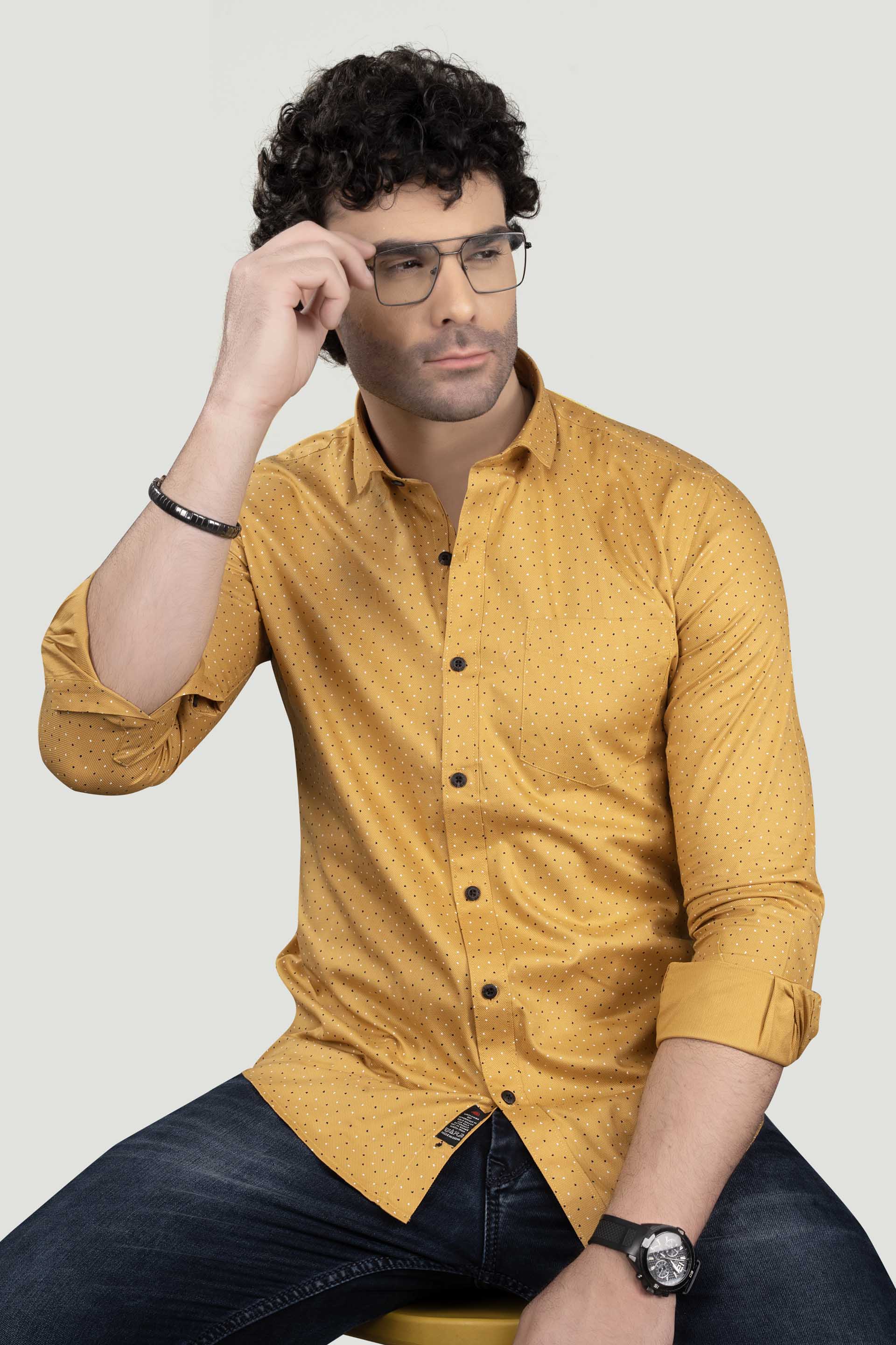 Liam Yellow Cotton Printed