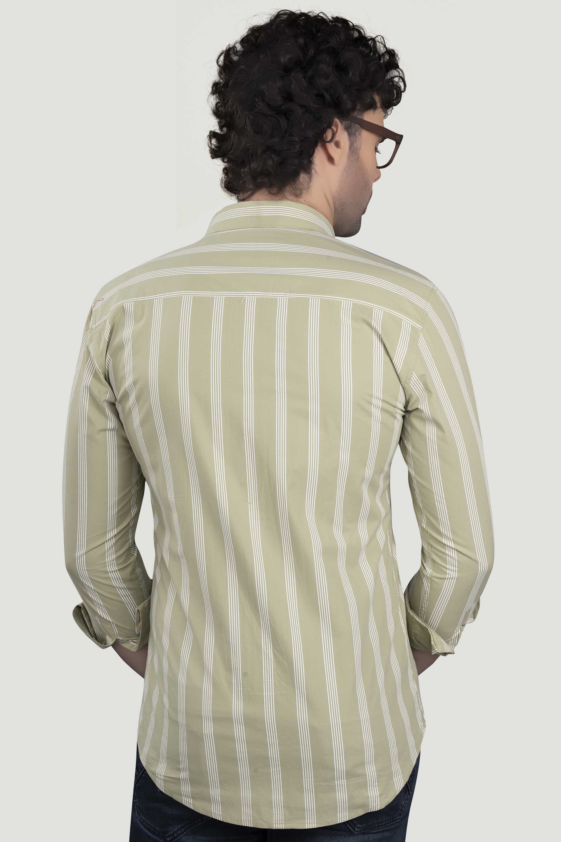 Anatol Light Green Cotton Stripe