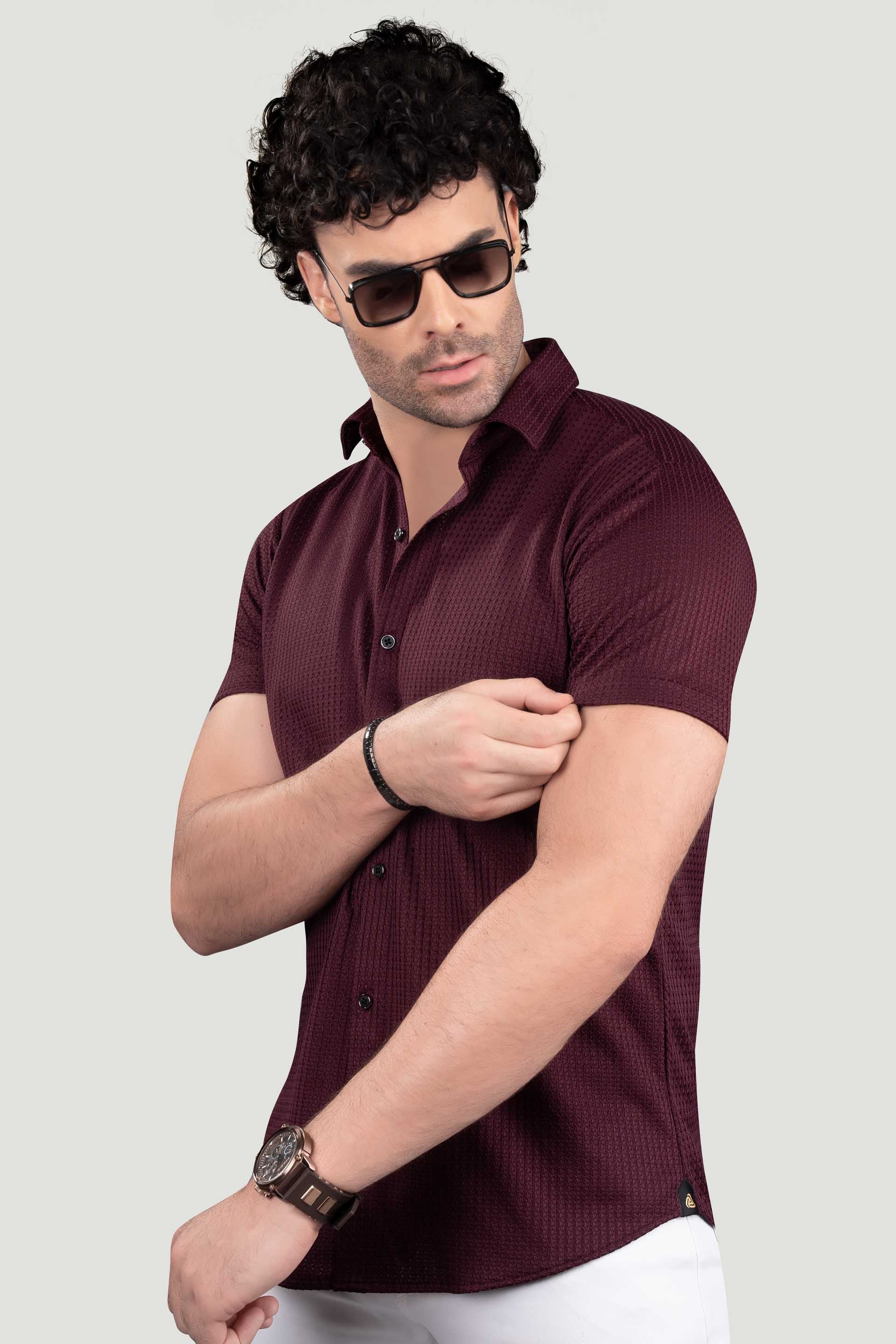 Valentin Maroon Lycra Knitted