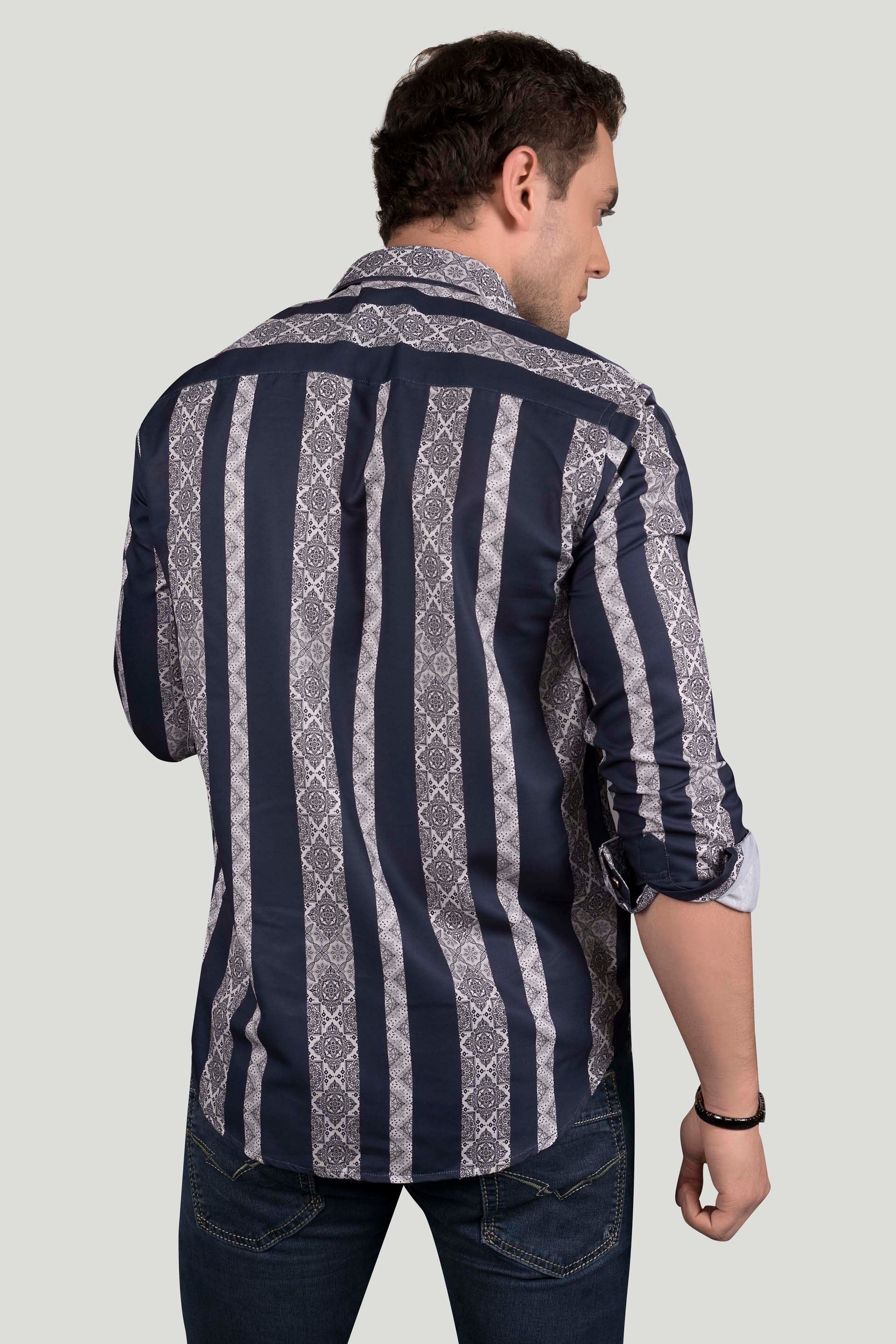 LANGSTON NAVY BLUE STRIPES PRINT