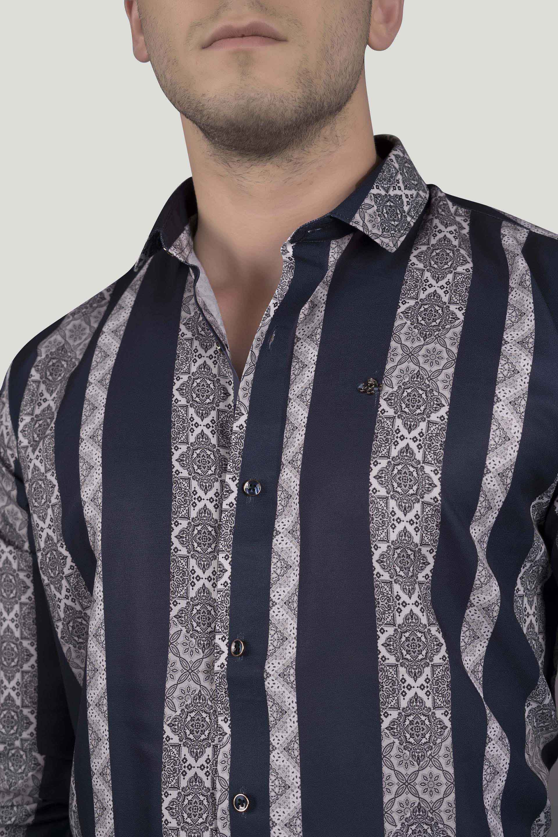 LANGSTON NAVY BLUE STRIPES PRINT