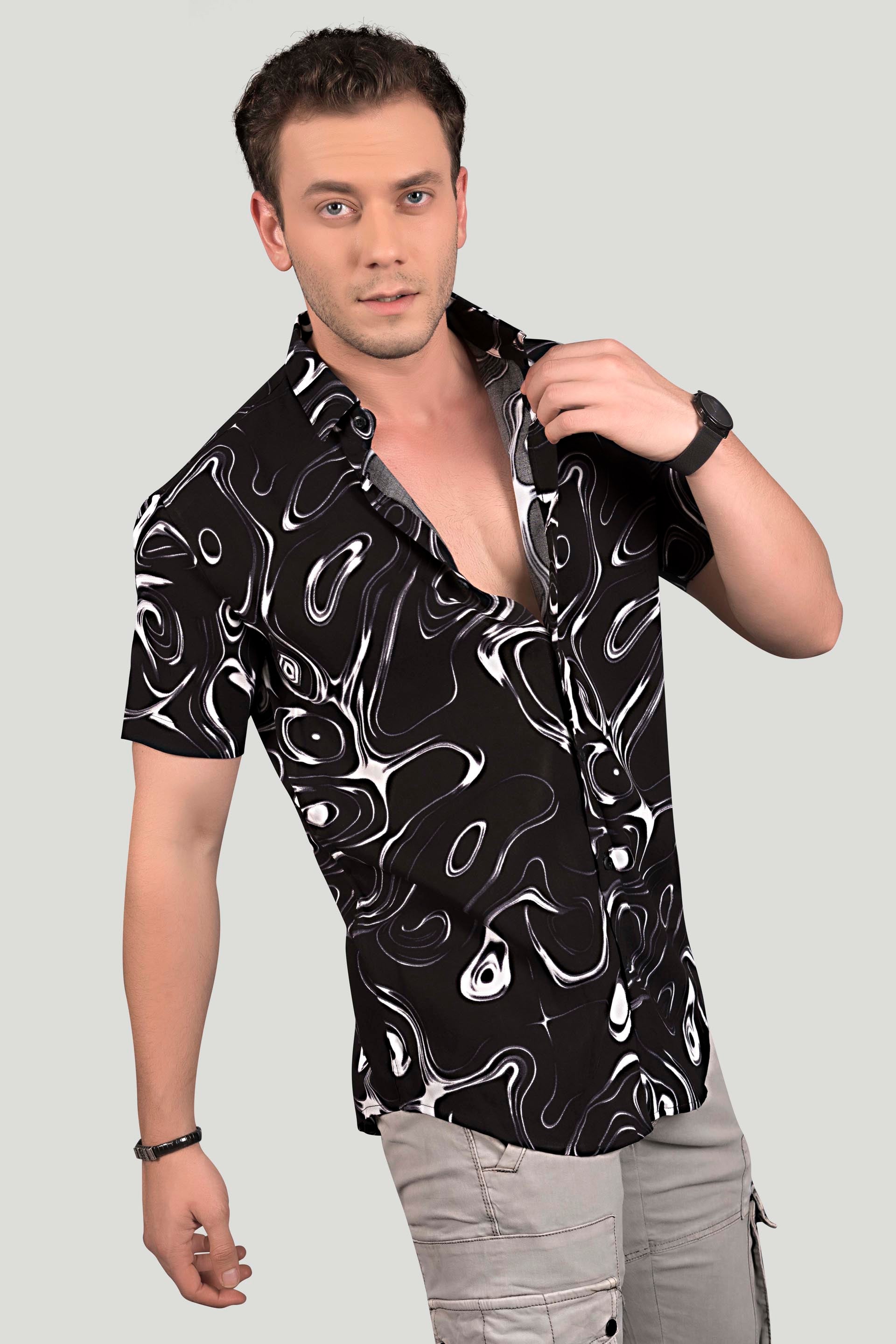 EDISON BLACK VISCOSE PRINT