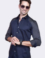 DUAL BLUE CONTRAST SLEEVES PARTY WEAR SHIRT