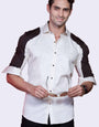 DUAL CREAM CONTRAST SLEEVES PARTY WEAR SHIRT
