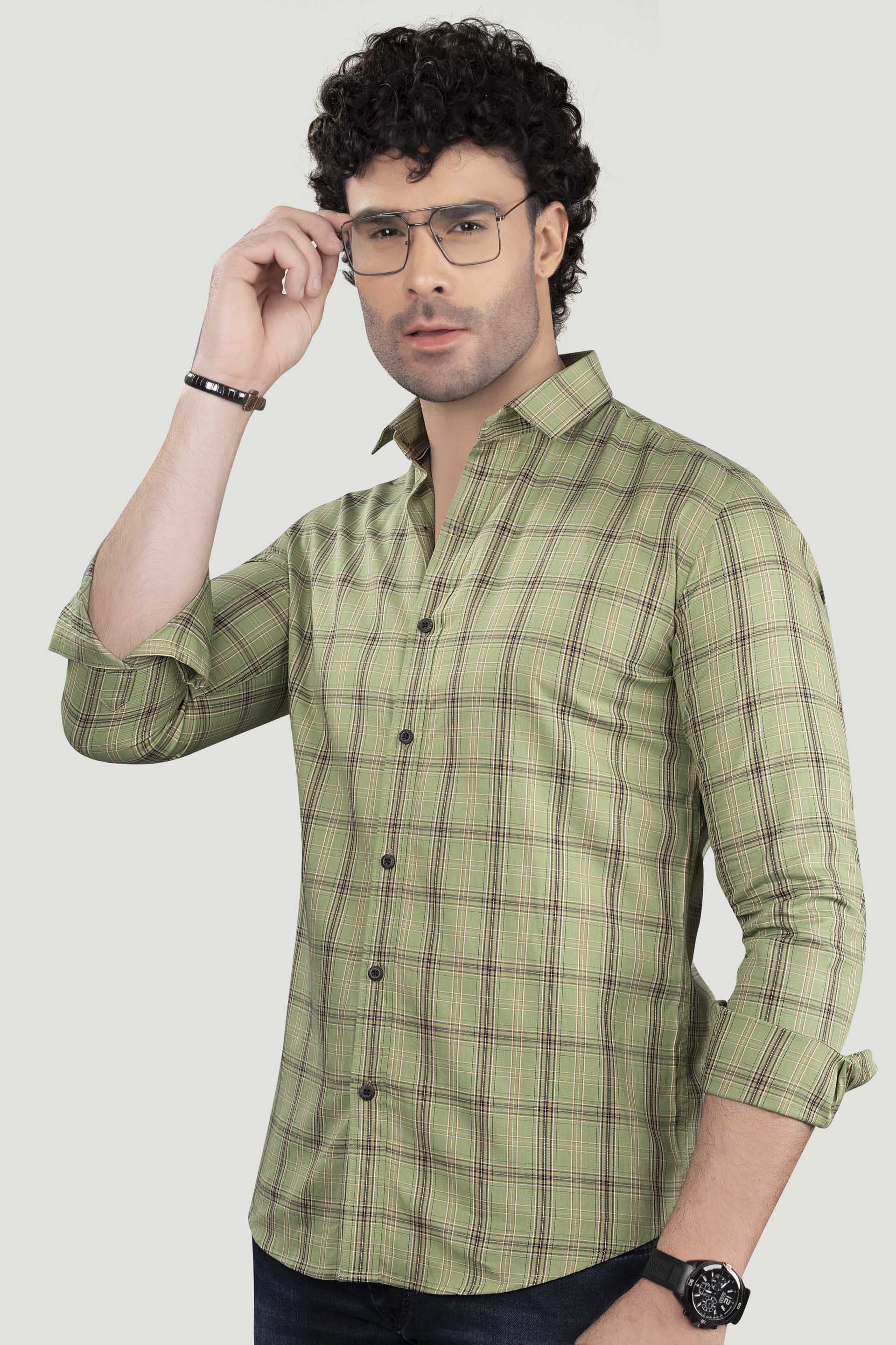 demid-light-green-cotton-check-shirt