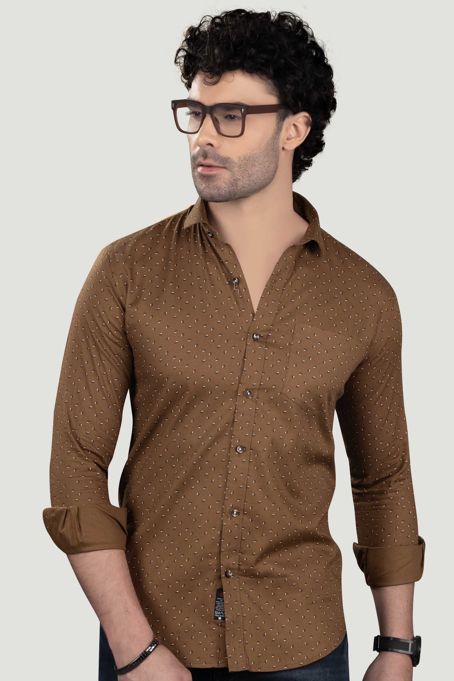 dmitri-brown-cotton-printed-shirt