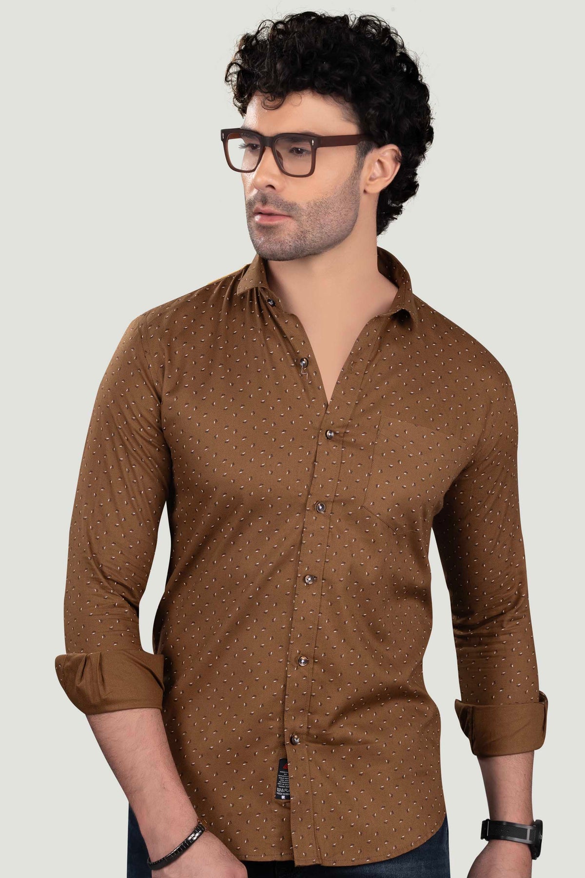 dmitri-brown-cotton-printed-shirt