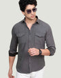 Double Pocket Lucas Grey Solid Shirt