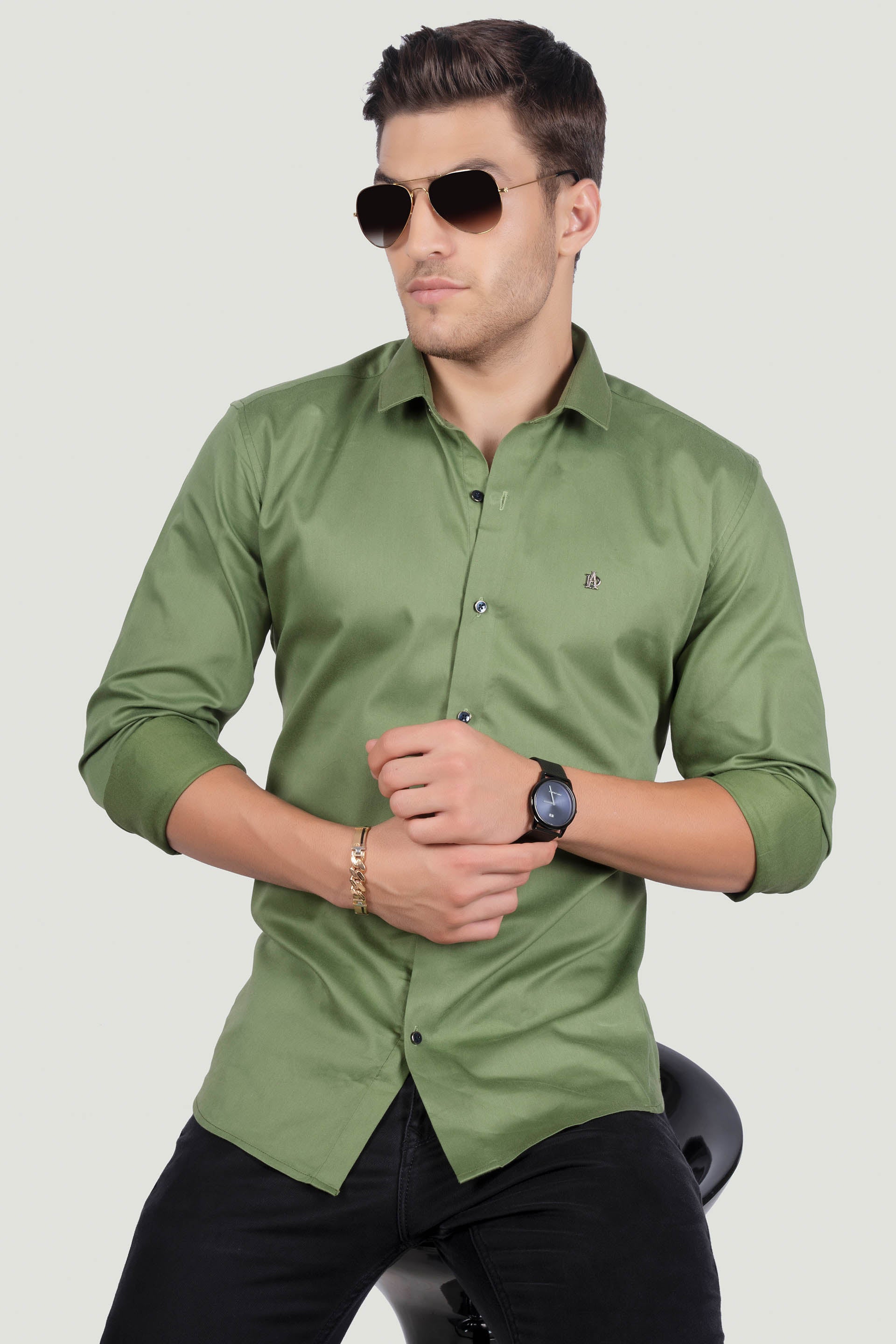 elegant-charles-dark-green-solid-shirt