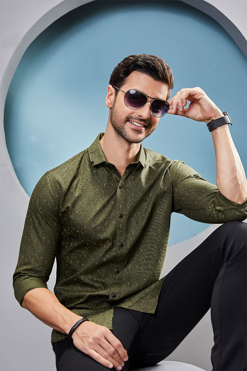 elegant-caspar-green-geometric-printed-shirt